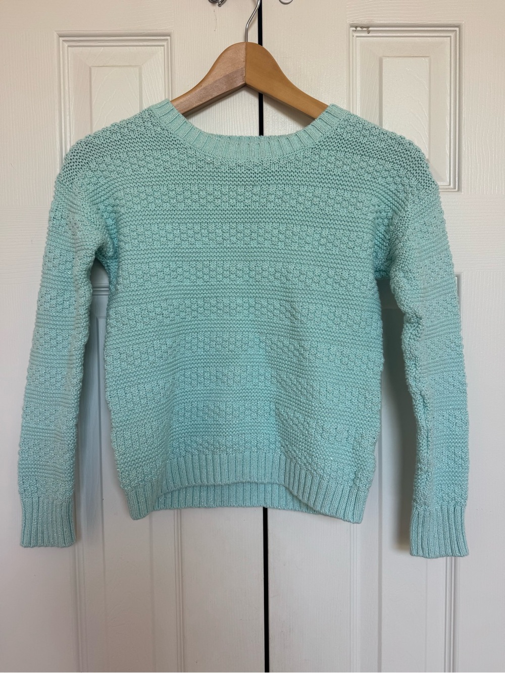 GAP Light Aqua Textured Crewneck Sweater